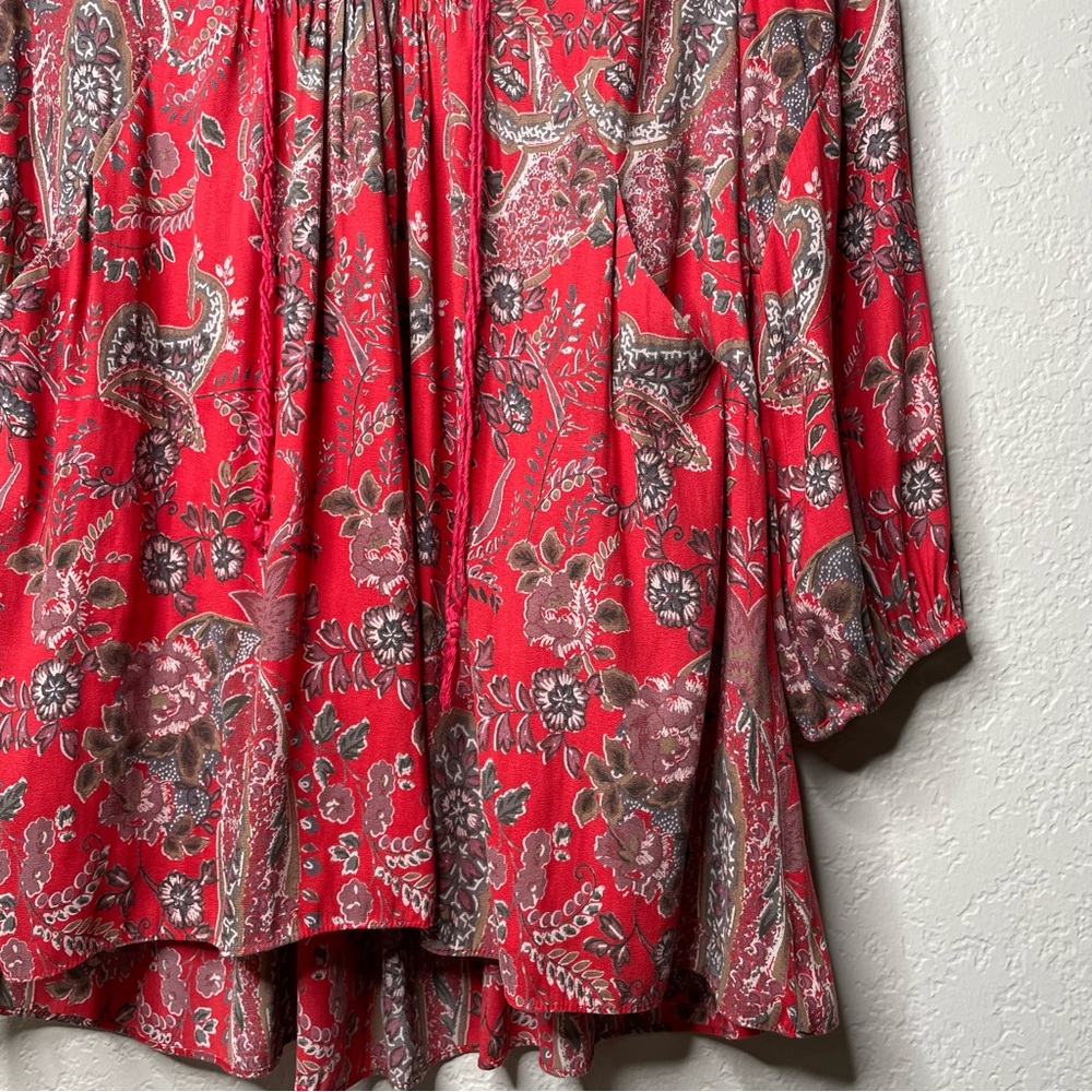 Free People Rain or Shine Printed Dress Poppy Combo Paisley Tunic Boho Flowy - Picture 7 of 15